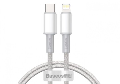 Кабель-зарядка Type-C на Lightning Baseus High Density Braided 20W 1м (CATLGD-02) белый