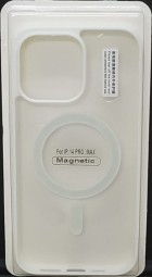 Накладка для i-Phone 14 Pro Max 6.7" Magsafe силикон прозрачный бока белая