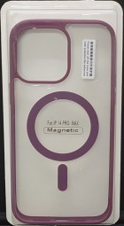 Накладка для i-Phone 14 Pro Max 6.7" Magsafe силикон прозрачный бока бордовая