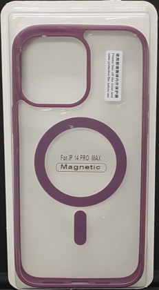 Накладка для i-Phone 14 Pro Max 6.7" Magsafe силикон прозрачный бока бордовая