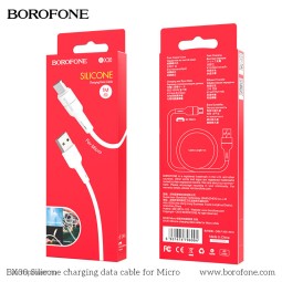 Usb Кабель-зарядка Micro Borofone BX30 Silicone 2.4A 1м силиконовый белый