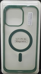 Накладка для i-Phone 14 Pro Max 6.7" Magsafe силикон прозрачный бока зеленая
