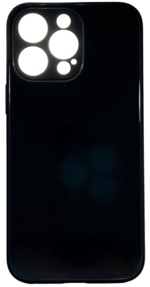 Чехол-накладка для i-Phone 14 Pro Max силикон (стеклянная крышка) черная