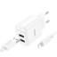 Сетевое зар. устр. Hoco C141A с шнуром Lightning 2USB 2.1A белое