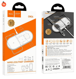 Беспроводное зарядное устройство 3in1 смартфон/Watch/AirPods Hoco CW24 10W/3W/2.5W белое