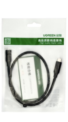 Кабель-переходник Ugreen US353 Type-C (папа) на Type-C (мама) 0,5м черный