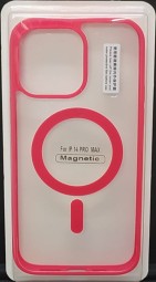 Накладка для i-Phone 14 Pro Max 6.7" Magsafe силикон прозрачный бока красная