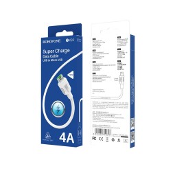 Usb Кабель-зарядка Micro Borofone BX33 Billow flash 4A 1м силиконовый белый