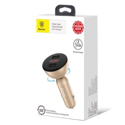 Автомобильное заряд. устр. Baseus Shake-head 360°rotation 2USB 4.8A (CCALL-YT0V) золотое
