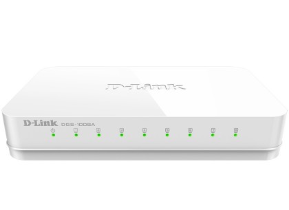Коммутатор-мини D-Link DGS-1008A с 8-портами белый