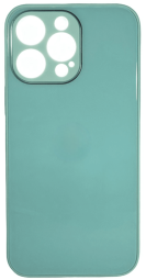 Чехол-накладка для i-Phone 14 Pro Max силикон (стеклянная крышка) бирюзовая