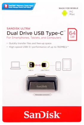 USB/USB-C флеш накопитель SanDisk 64GB Ultra Dual Drive Usb Type-C (SDDDC2-064G-G46)