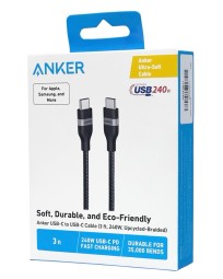 Usb Кабель-зарядка Type-C на Type-C Anker  (A82E2611) 240W 0.9м чёрный