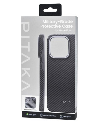 Накладка для i-Phone 16 Pro 6.3" Pitaka Military-Grade Protective Case черно-серый
