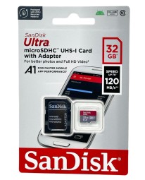 micro SDHC карта памяти SanDisk 32GB Class 10 Ultra UHS-I  A1 (120 Mb/s) + SD адаптер SDSQUA4-032G-G