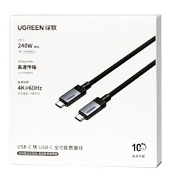 Usb Кабель-зарядка Type-C на Type-C Ugreen L701 240W 10Gbps 1м черно-серый