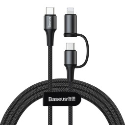 Кабель-зарядка Type-C на Type-C + Lightning Baseus Twins 2in1 1м (CATLYW-01) черный