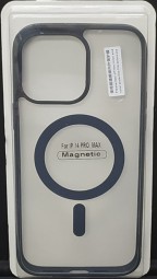 Накладка для i-Phone 14 Pro Max 6.7" Magsafe силикон прозрачный бока черная