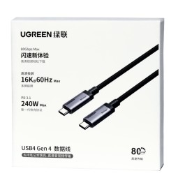 Usb Кабель-зарядка Type-C на Type-C Ugreen L706 Gen4 240W 80Gbps 1м черно-серый