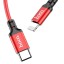 Usb Кабель-зарядка Type-C на Lightning Hoco X14 Double 3A 20W 3м в тканевой оплетке красный