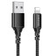 Usb Кабель-зарядка Lightning Borofone BX54 Ultra bright 2.4A 1м в тканевой оплетке черный