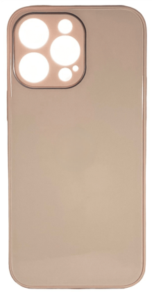Чехол-накладка для i-Phone 14 Pro силикон (стеклянная крышка) пудро