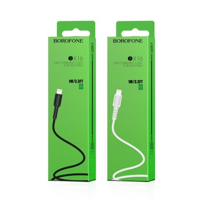 Usb Кабель-зарядка Lightning Borofone BX16 Easy 2.4A 1м силиконовый чёрный