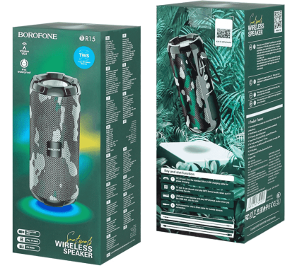 Bluetooth колонка Borofone BR15 BT5.0/1200mAh/4ч/10Вт/TF/AUX/USB хаки