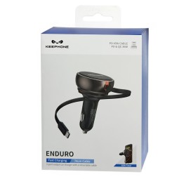 Автомобильное заряд. устр. Keephone Enduro CC-13 с кабелем Type-C 1USB+1C черное