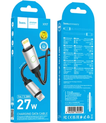 Usb Кабель-зарядка Type-C на Lightning Hoco X117 27W 1м силиконовый черный