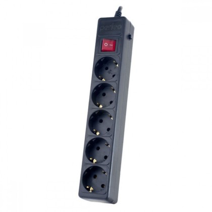 Сетевой фильтр Perfeo Power+ (PF-PP-5/5,0-B) 5м/5 розеток черный