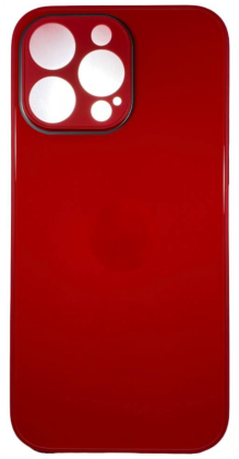 Чехол-накладка для i-Phone 14 Pro силикон (стеклянная крышка) красная