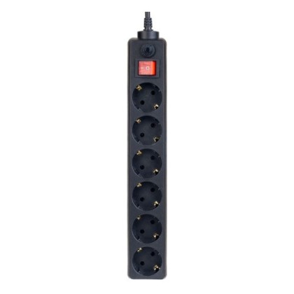 Сетевой фильтр Perfeo Power+ (PF-PP-6/5,0-B) 5м/6 розеток черный