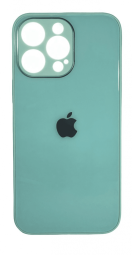 Чехол-накладка для i-Phone 13 Pro силикон (стеклянная крышка) бирюзовая