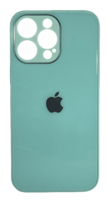 Чехол-накладка для i-Phone 13 Pro силикон (стеклянная крышка) бирюзовая
