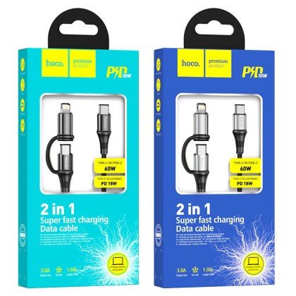 Usb Кабель-зарядка Type-C на Type-C Hoco X50 3.0A  60W 1M чёрный
