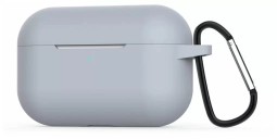 Силиконовый чехол для AirPods Pro 2 c карабином серый