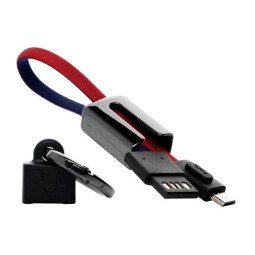 Usb Кабель-зарядка Micro Hoco U36 2.4A 19см брелок c карабином в тканевой оплётке