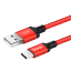 Usb Кабель-зарядка Type-C Hoco X14 Times speed 2.4A 1м в тканевой оплетке красный