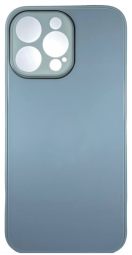 Чехол-накладка для i-Phone 14 Pro силикон (стеклянная крышка) светло-серая
