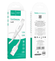 Usb Кабель-зарядка Lightning Hoco X70 Ferry 2.4A 1м в нейлоновой оплетке белый