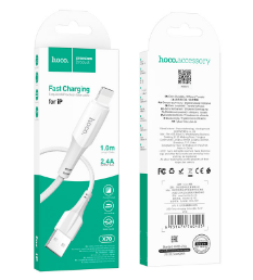 Usb Кабель-зарядка Lightning Hoco X70 Ferry 2.4A 1м в нейлоновой оплетке белый