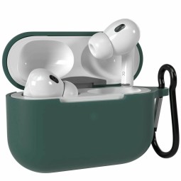 Силиконовый чехол для AirPods Pro 2 c карабином темно-зеленый