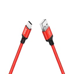 Usb Кабель-зарядка Type-C Hoco X14 Times speed 3A 2м в тканевой оплётке красный