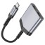 Кабель-переходник Hoco LS40 Type-C (папа) на 2USB-C (мама) серый