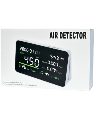 Настольные часы с метеостанцией (температура/влажность/уровень CO2) Air Detector HD05 белые