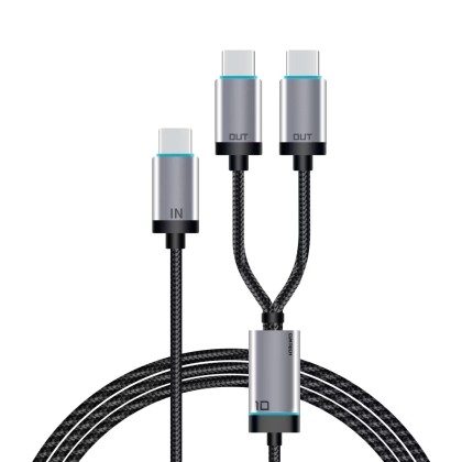 Usb Кабель-зарядка Type-C на 2Type-C Cuktech C2C515 5A 100W 1.35м черный