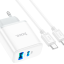 Сетевое зар. устр. Hoco C105A с шнуром Type-C на Type-C 1USB/1С PD3.0/QC3.0 20W/18W белое