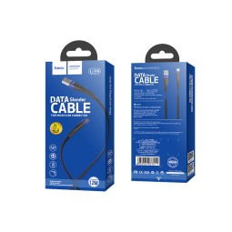 Usb Кабель-зарядка Micro Hoco U39 Slender 2.4A 1.2м плоский в нейлоновой оплётке чёрно-синий