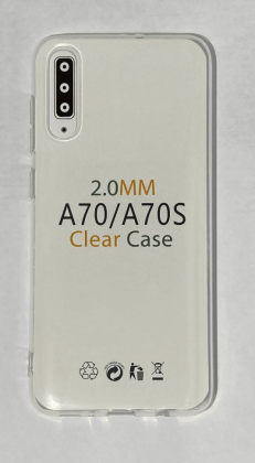 Чехол-накладка силикон 2.0мм Samsung Galaxy A70 прозрачный